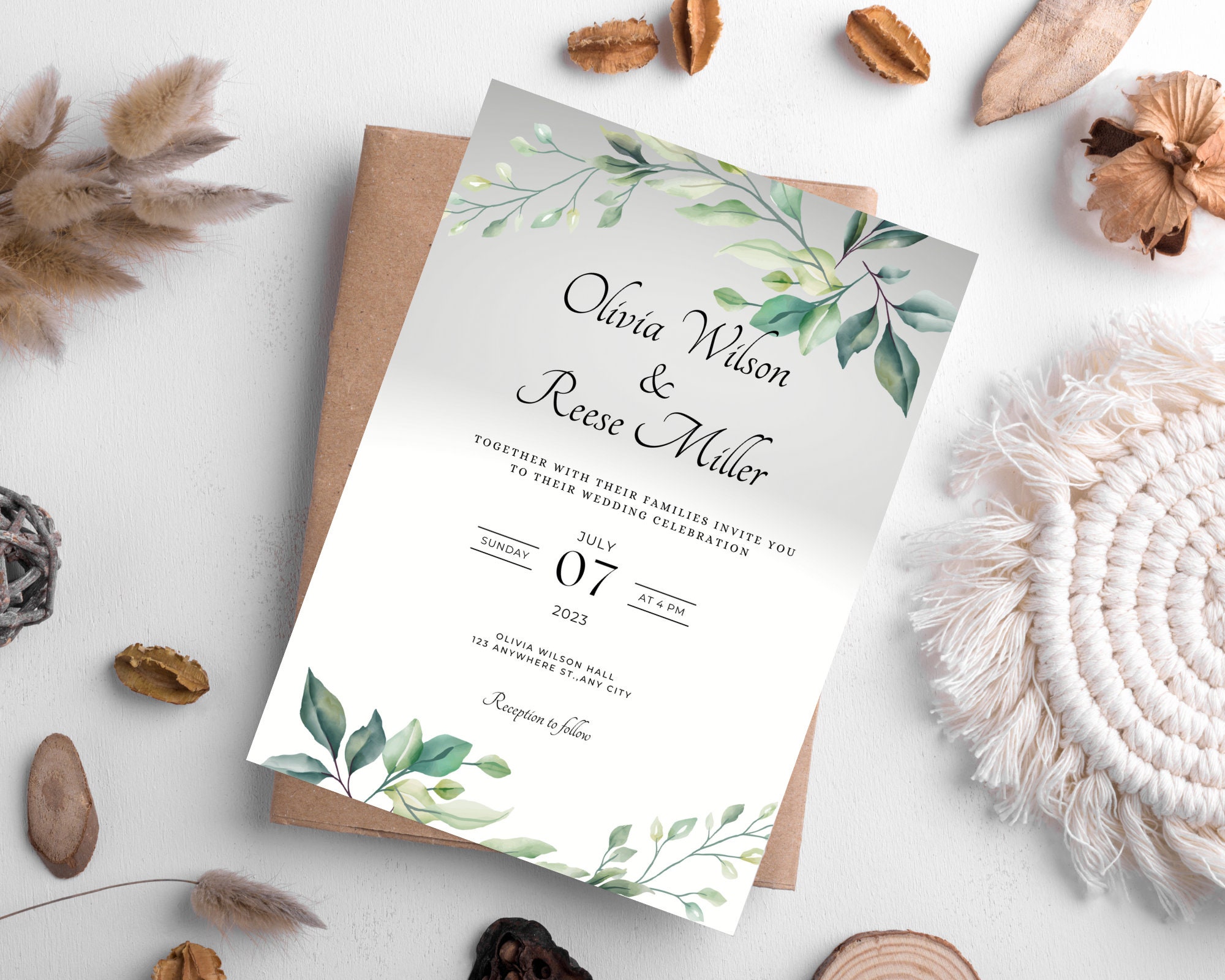 100% Editable Wedding Invite Card, Digital Download Wedding ...