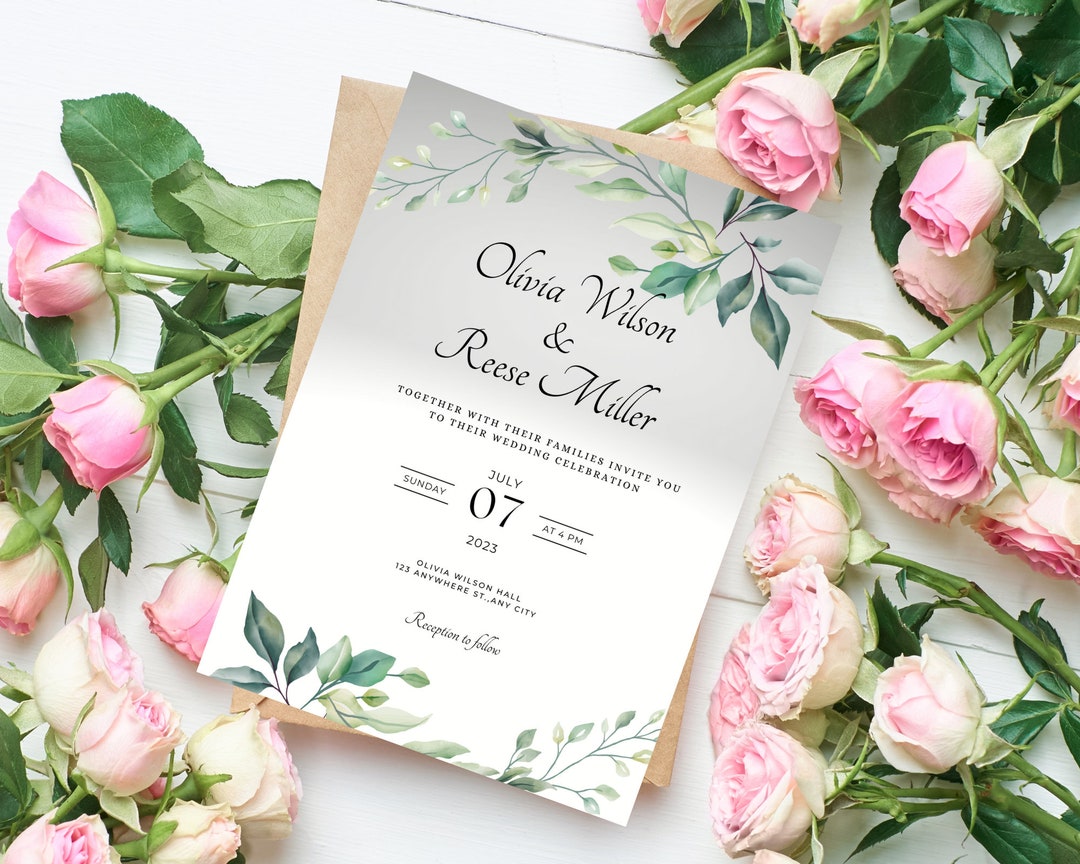 100% Editable Wedding Invite Card, Digital Download Wedding ...