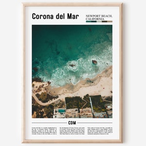 Corona del Mar Print, Corona del Mar Poster, Corona del Mar Wall Art, Minimal Travel Print, Minimal Poster Destination, Oil Painting Poster