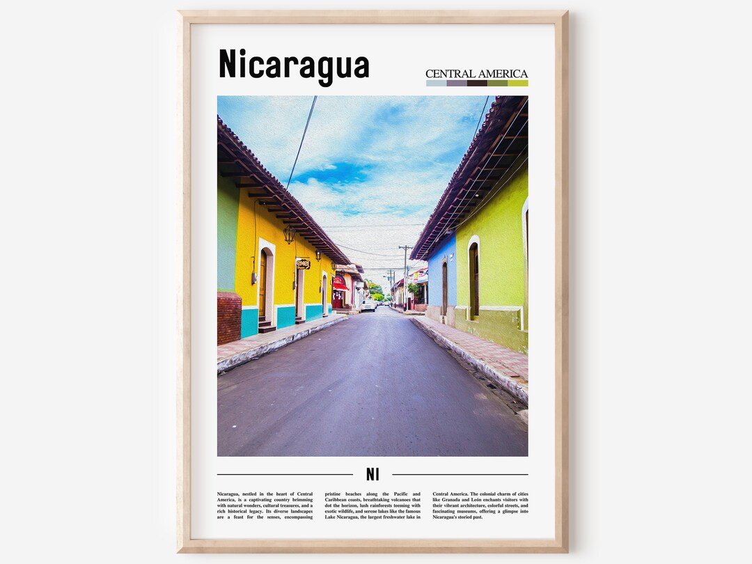 Nicaragua Poster, Nicaragua Print, Nicaragua Wall Art, Minimal Travel ...