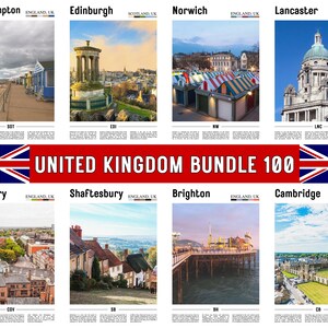 100 United Kingdom Bundle Travel Print, United Kingdom Poster, United Kingdom Wall Art, Minimal City Poster, Set Of Travel Print Gallery