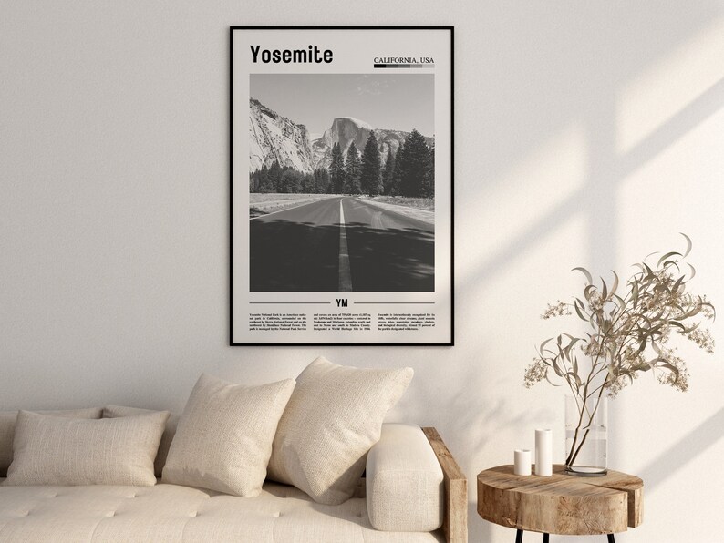 Yosemite Poster Schwarz Weiß, Yosemite Druck Schwarz Weiß, Yosemite
