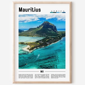 Cartel de Mauricio, Impresión de Mauricio, Arte de la pared de Mauricio, Impresión de viaje mínima, Destino de viaje, Cartel de pintura al óleo