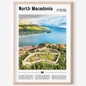 North Macedonia Print, North Macedonia Poster, North Macedonia Wall Art, Oil Painting Poster, City Artwork, Travel Artwork, Travel Wall Art