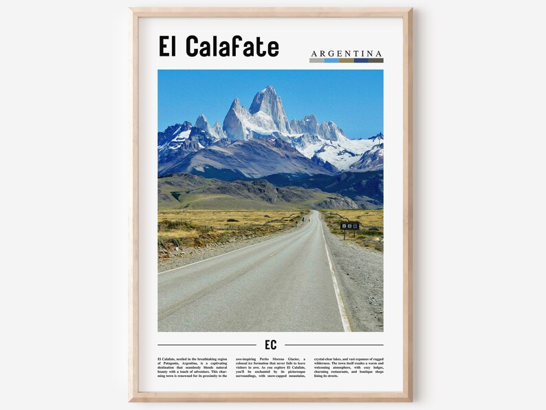 Cartel de El Calafate, Impresión de El Calafate, Arte de pared de El Calafate, Cartel de América del Sur, Impresión de América del Sur, Cartel de viaje imagen 1