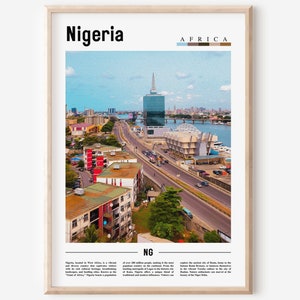 Nigeria Poster, Nigeria Print, Nigeria Wall Art, Minimal Travel Print, Travel Destination, Oil Painting Poster