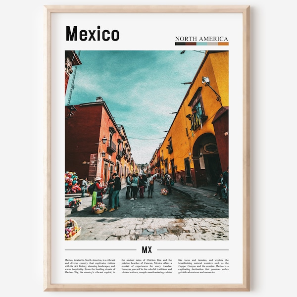 Mexico Poster, Mexico Print, Mexico Wall Art, Minimal Travel Print, Travel Destination, Oil Painting Poster