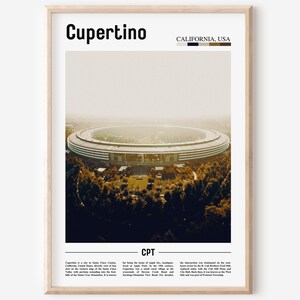 Cupertino Print, Cupertino Poster, Cupertino Wall Art, Minimal Travel Print, Minimal City Poster, Travel Destination, Oil Painting Poster