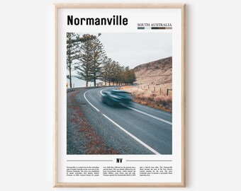 Impresión de Normanville, cartel de Normanville, arte de pared de Normanville, impresión de viaje mínima, cartel de ciudad mínima, destino de viaje, cartel de pintura al óleo