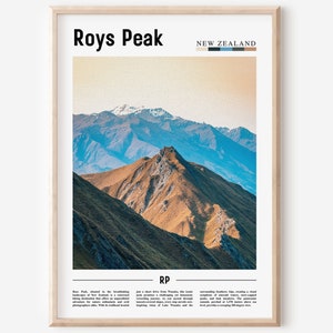Roys Peak Poster, Roys Peak Print, Roys Peak Wall Art, Minimal Travel Print, Travel Destination, Oil Painting Poster