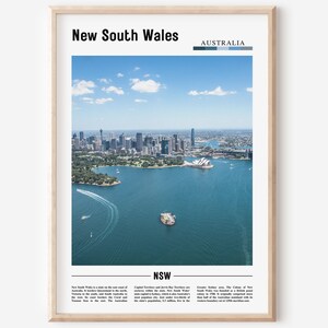 New South Wales Print, New South Wales Poster, New South Wales Wall Art, Minimal Travel Print, Minimal City Poster, Oil Painting Poster