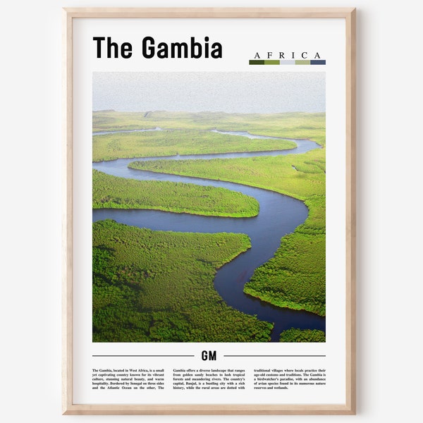 The Gambia Poster, The Gambia Print, The Gambia Wandkunst, Minimal Travel Print, Travel Destination, Ölgemälde Poster