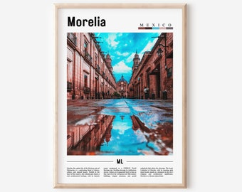 Morelia Poster, Morelia Print, Morelia Wandkunst, Minimal Travel Print, Travel Destination, Ölgemälde Poster