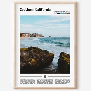 Southern California Poster, Southern California Print, Southern California Wall Art, Minimal Travel Print, Oil Painting Poster