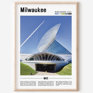 Milwaukee Print, Milwaukee Poster, Milwaukee Wall Art, Oil Painting Poster, Colorful City Print, City Artwork,Travel Artwork,Travel Wall Art