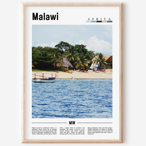 Malawi Poster, Malawi Print, Malawi Wall Art, Minimal Travel Print, Travel Destination, Oil Painting Poster