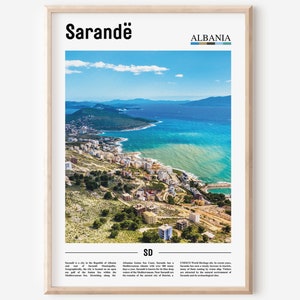 Sarande Print, Sarande Poster, Sarande Wall Art, Oil Painting Poster, Colorful City Print, City Artwork, Travel Artwork, Travel Wall Art