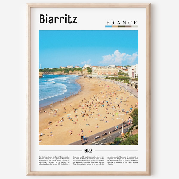 Impression de Biarritz, Affiche de Biarritz, Art mural de Biarritz, Photo de France, Affiche de France, Impression de France, Art de mur de France, Affiche de voyage minimale