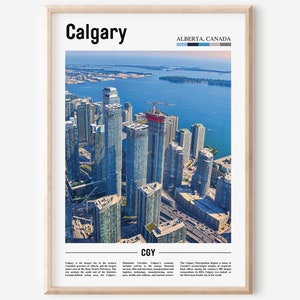 Calgary Print, Calgary Poster, Calgary Wall Art, Oil Painting Poster, Colorful City Print, City Artwork, Travel Artwork, Travel Wall Art