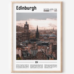 Edinburgh Poster, Edinburgh Print, Edinburgh Wall Art, Minimal Travel Print, Minimal City Poster, Travel Destination, Oil Painting Poster