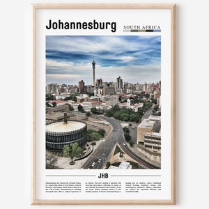 Johannesburg Poster, Johannesburg Print, Johannesburg Wall Art, Minimal Travel Print, Travel Destination, Oil Painting Poster