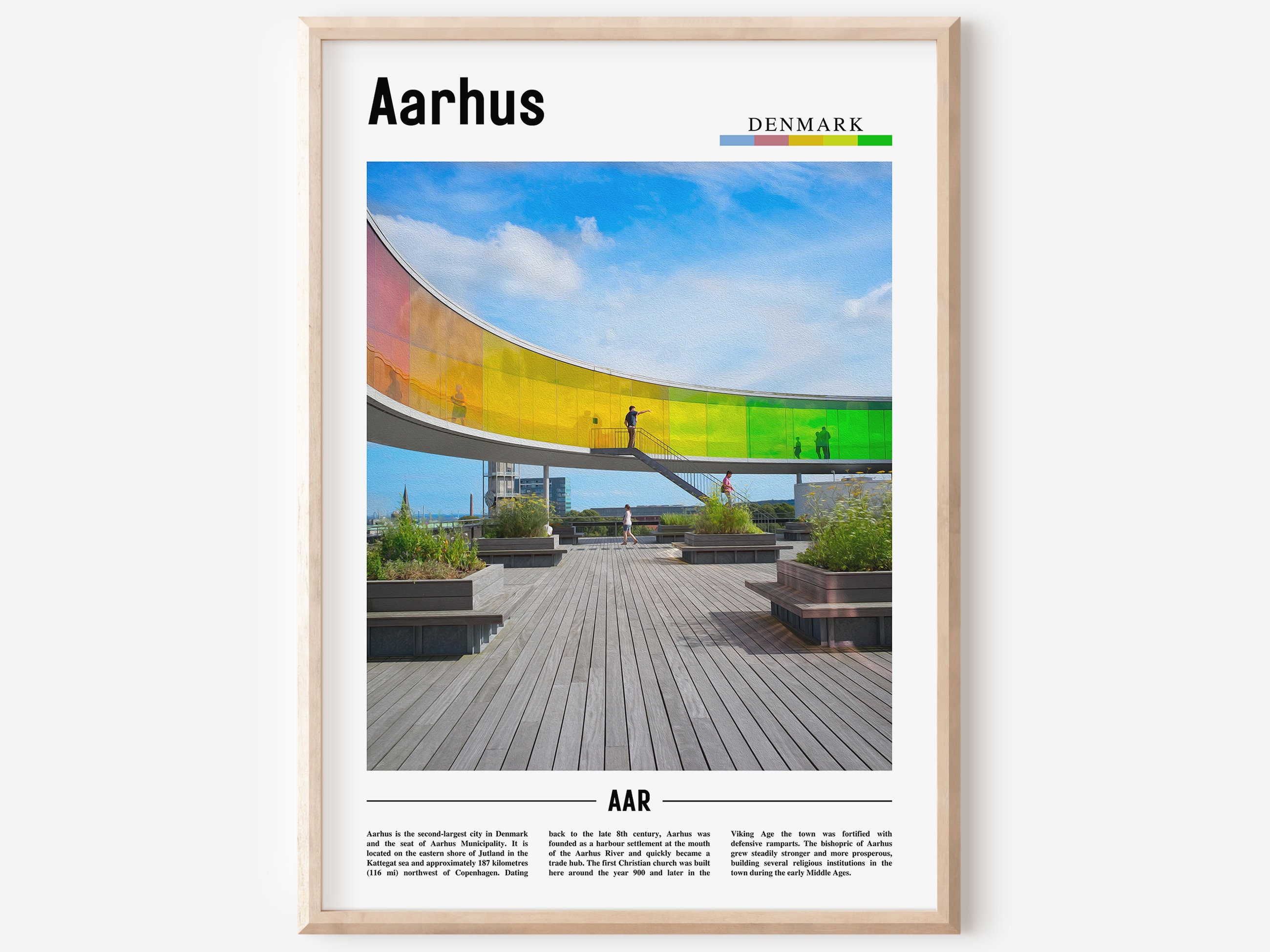 Aarhus Poster, Aarhus Poster, Aarhus Wandkunst, Minimal Travel Print, Minimal City Poster, Travel Destination, City Print, Oil Painting Poster