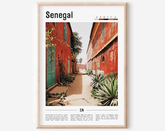 Senegal Poster, Senegal Print, Senegal Wall Art, Minimal Travel Print, Travel Destination, Oil Painting Poster