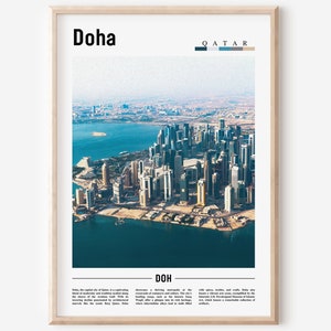 Doha Poster, Doha Print, Doha Wall Art, Minimal Travel Print, Travel Destination, Oil Painting Poster