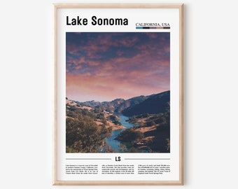 Lake Sonoma Print, Lake Sonoma Poster, Lake Sonoma Wall Art, Minimal Travel Print,Minimal City Poster,Travel Destination,Oil Painting Poster