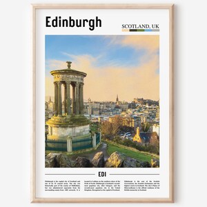 Impressão de Edimburgo, pôster de Edimburgo, arte da parede de Edimburgo, pôster de pintura a óleo, impressão colorida da cidade, arte da cidade, arte de viagem, arte de parede de viagem