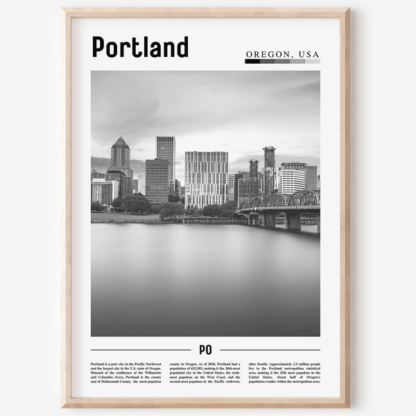 Portland Poster Black And White, Portland Print Black And White, Portland Wall Art, Minimal Travel Print, Travel Poster