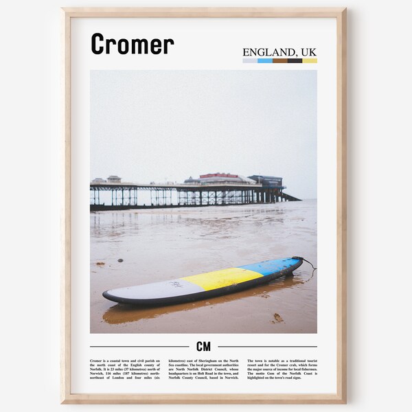 Cromer Print, Cromer Poster, Cromer Wall Art, Minimal Travel Print, Minimal City Poster, Travel Destination Print, Oil Painting Poster