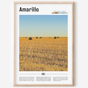 Amarillo Print, Amarillo Poster, Amarillo Wall Art, Minimal Travel Print, Minimal City Poster, Travel Destination Print, Oil Painting Poster