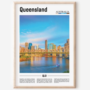 Queensland Print, Queensland Poster, Queensland Wall Art, Oil Painting Poster, Colorful City Print, City Artwork, Travel Artwork, Travel Art