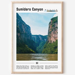 Sumidero Canyon Poster, Sumidero Canyon Print, Sumidero Canyon Wall Art, Minimal Travel Print, Travel Destination, Oil Painting Poster