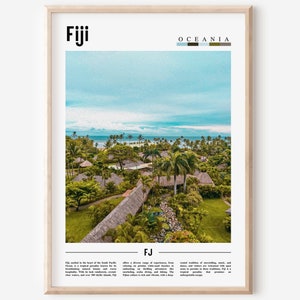 Fiji Poster, Fiji Print, Fiji Wall Art, Minimal Travel Print, Travel Destination, Oil Painting Poster