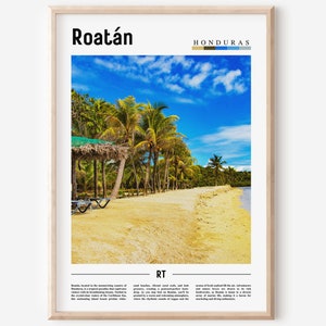 Roatán Poster, Roatán Print, Roatán Wall Art, Minimal Travel Print, Travel Destination, Oil Painting Poster