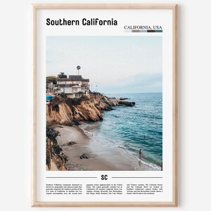 Southern California Poster, Southern California Print, Southern California Wall Art, Minimal Travel Print, Oil Painting Poster