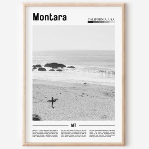 Montara Poster Black And White, Montara Print Black And White, Montara Wall Art, Minimal Travel Print, Travel Poster
