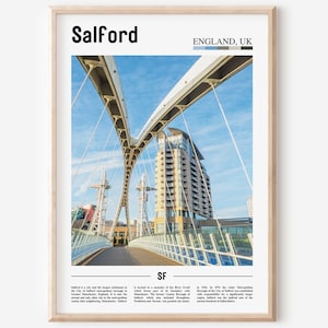 Salford Print, Salford Poster, Salford Wall Art, Oil Painting Poster, Colorful City Print, City Artwork, Travel Artwork, Travel Wall Art