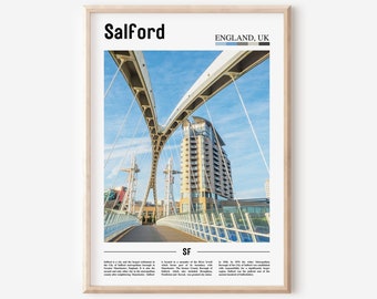 Salford Poster, Salford Poster, Salford Wandkunst, Ölgemälde Poster, Bunte Stadt Druck, Stadt Kunstwerk, Reise Kunstwerk, Reise Wandkunst