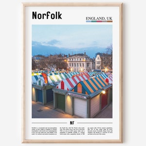 Norfolk Print, Norfolk Poster, Norfolk Wall Art, Oil Painting Poster, Colorful City Print, City Artwork, Travel Artwork, Travel Wall Art