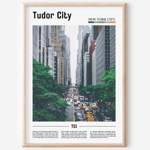 Tudor City Print, Tudor City Poster, Tudor City Wall Art, Oil Painting Poster, Colorful City Print, City Artwork, Travel Artwork, Travel Art