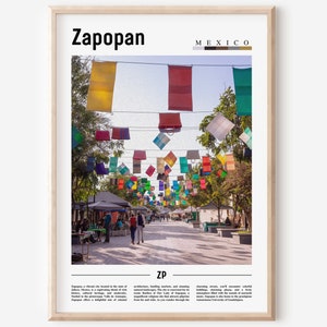 Zapopan Poster, Zapopan Print, Zapopan Wall Art, Minimal Travel Print, Travel Destination, Oil Painting Poster
