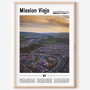 Mission Viejo Print, Mission Viejo Poster, Mission Viejo Wall Art, Minimal Travel Print, Minimal City Poster Destination,Oil Painting Poster