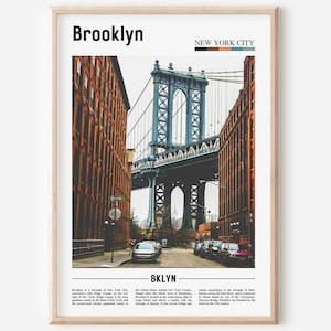 Brooklyn Print, Brooklyn Poster, Brooklyn Wall Art, Oil Painting Poster, Colorful City Print, City Artwork, Travel Artwork, Travel Wall Art