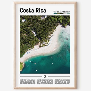 Costa Rica Poster, Costa Rica Print, Costa Rica Wall Art, Minimal Travel Print, Travel Destination, Oil Painting Poster