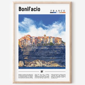 Bonifacio Print, Bonifacio Poster, Bonifacio Wall Art, Affiche de peinture à l'huile, Impression de ville colorée, Oeuvre de ville, Oeuvre de voyage, Art mural de voyage