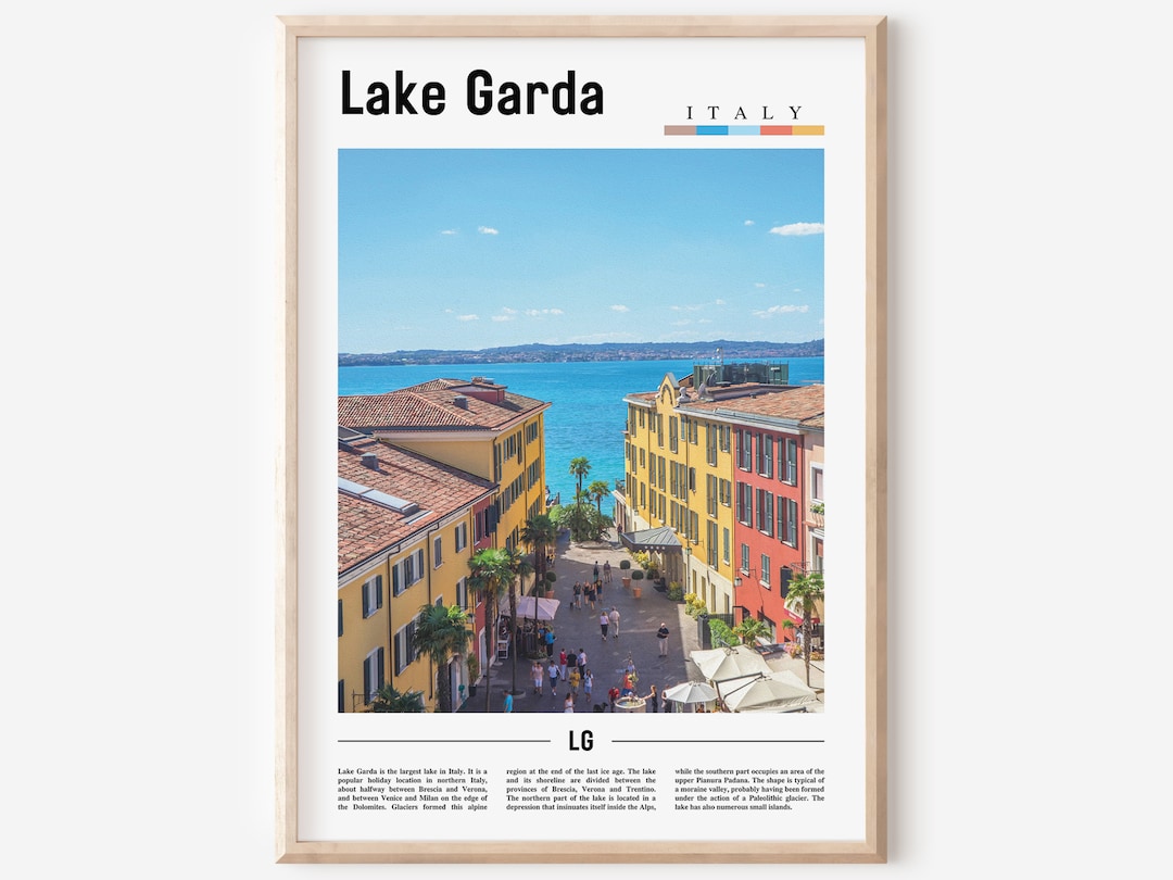 Lake Garda Print, Lake Garda Poster, Lake Garda Wall Art, Oil Painting Poster, Colorful City