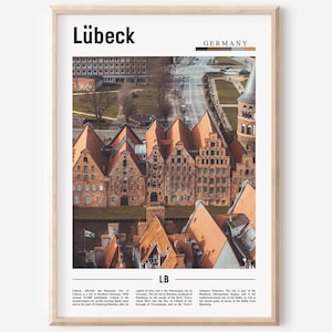 Lübeck Print, Lübeck Poster, Lübeck Wall Art, Minimal Travel Print, Minimal City Poster, Travel Destination, City Print, Oil Painting Poster